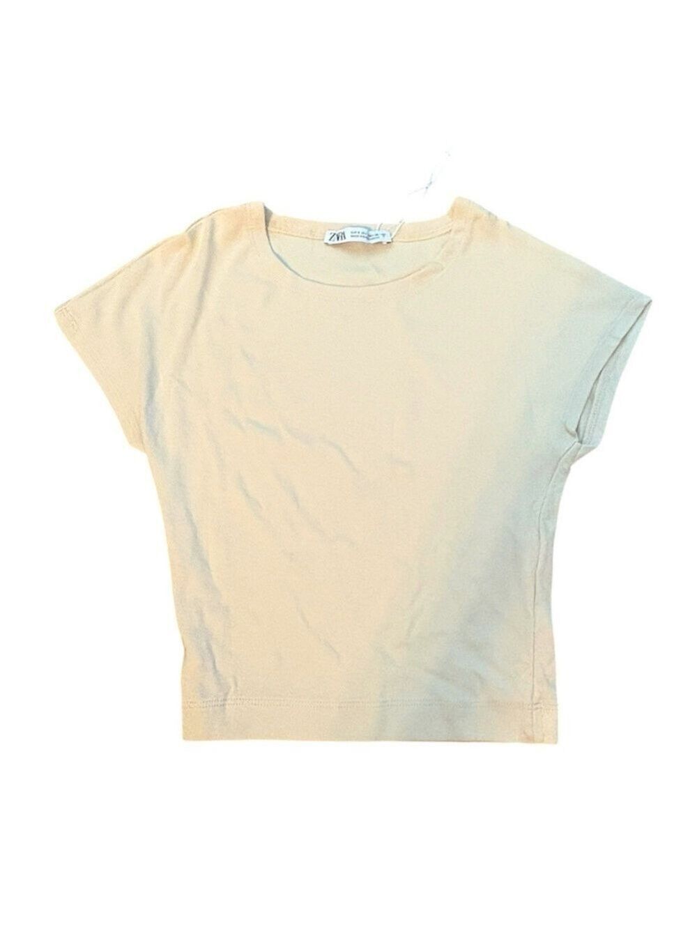 Zara Beige Cropped Tee Casual Top Size Small NWOT